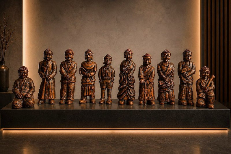 Collection of 10 sculptures of Buddha reincarnation