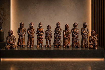 Collection of 10 sculptures of Buddha reincarnation
