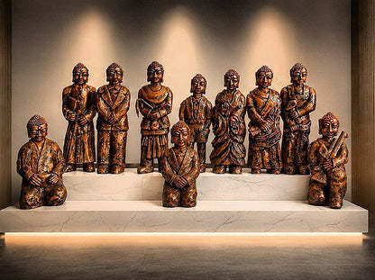 Collection of 10 sculptures of Buddha reincarnation